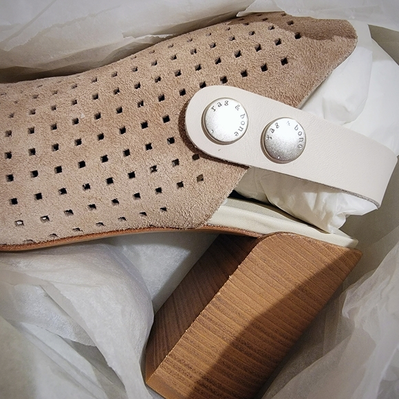 Rag & Bone Stacked Block Heel Sandal Leather Suede New - Picture 7 of 8